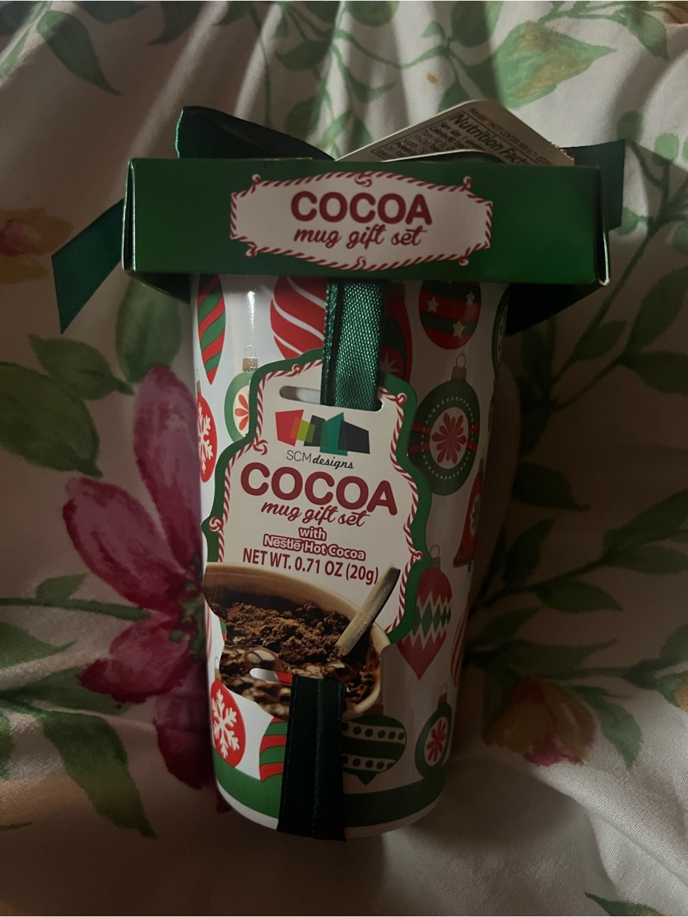 Mug Gift Set with Nestle Hot Cocoa - Green/Red Holiday Design